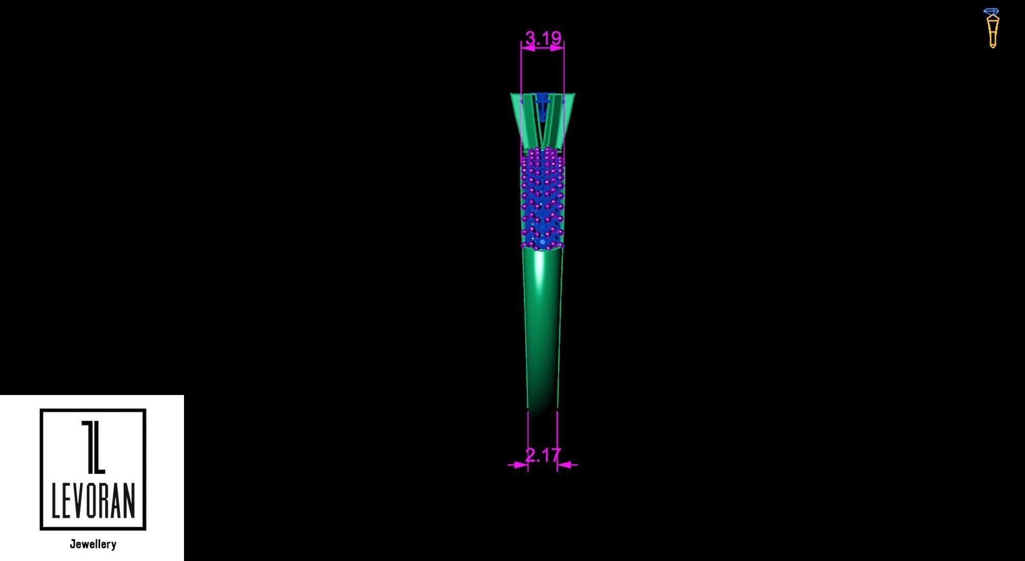 Solitaire pave ring stl file 3D print model_5