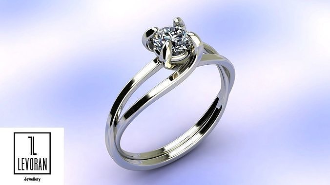Stylish solitaire  ring stl file 3D print model