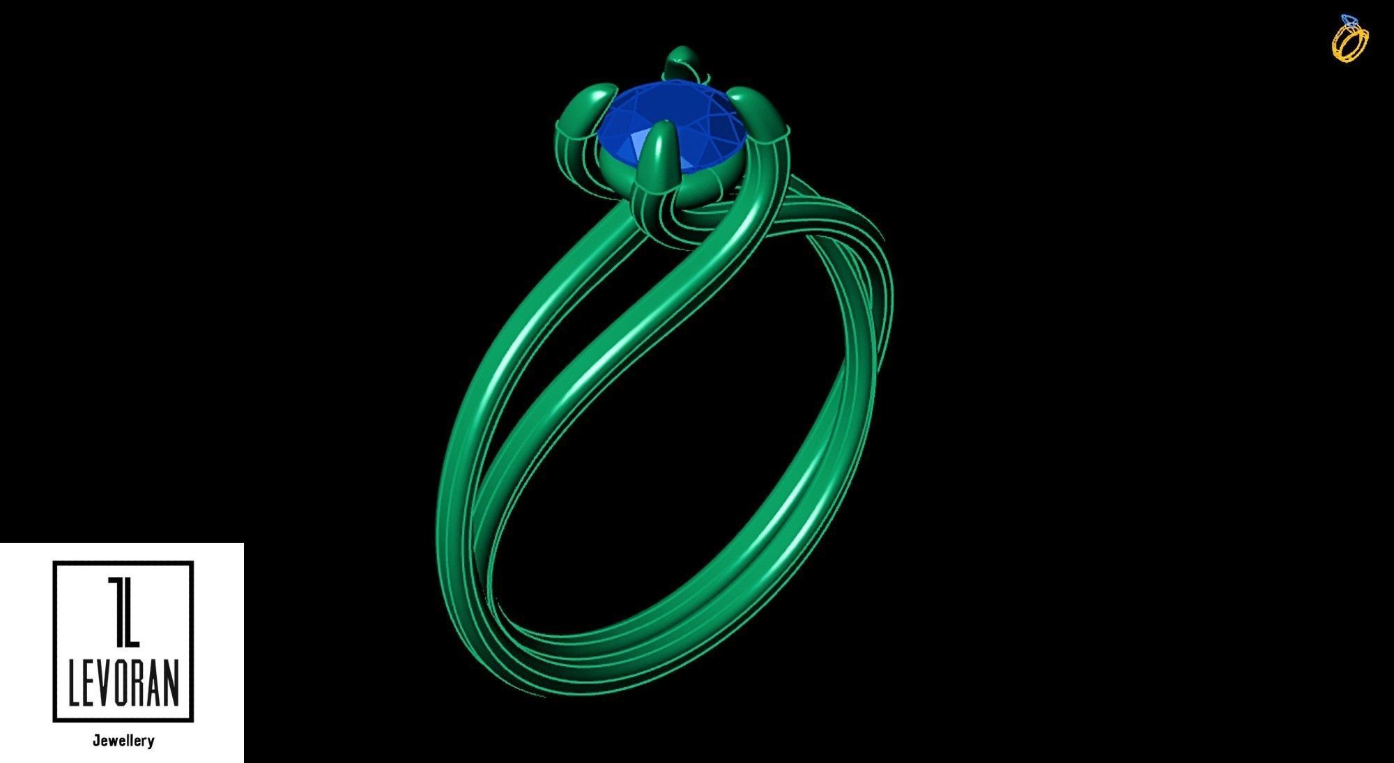 Stylish solitaire ring stl file 3D print model_2