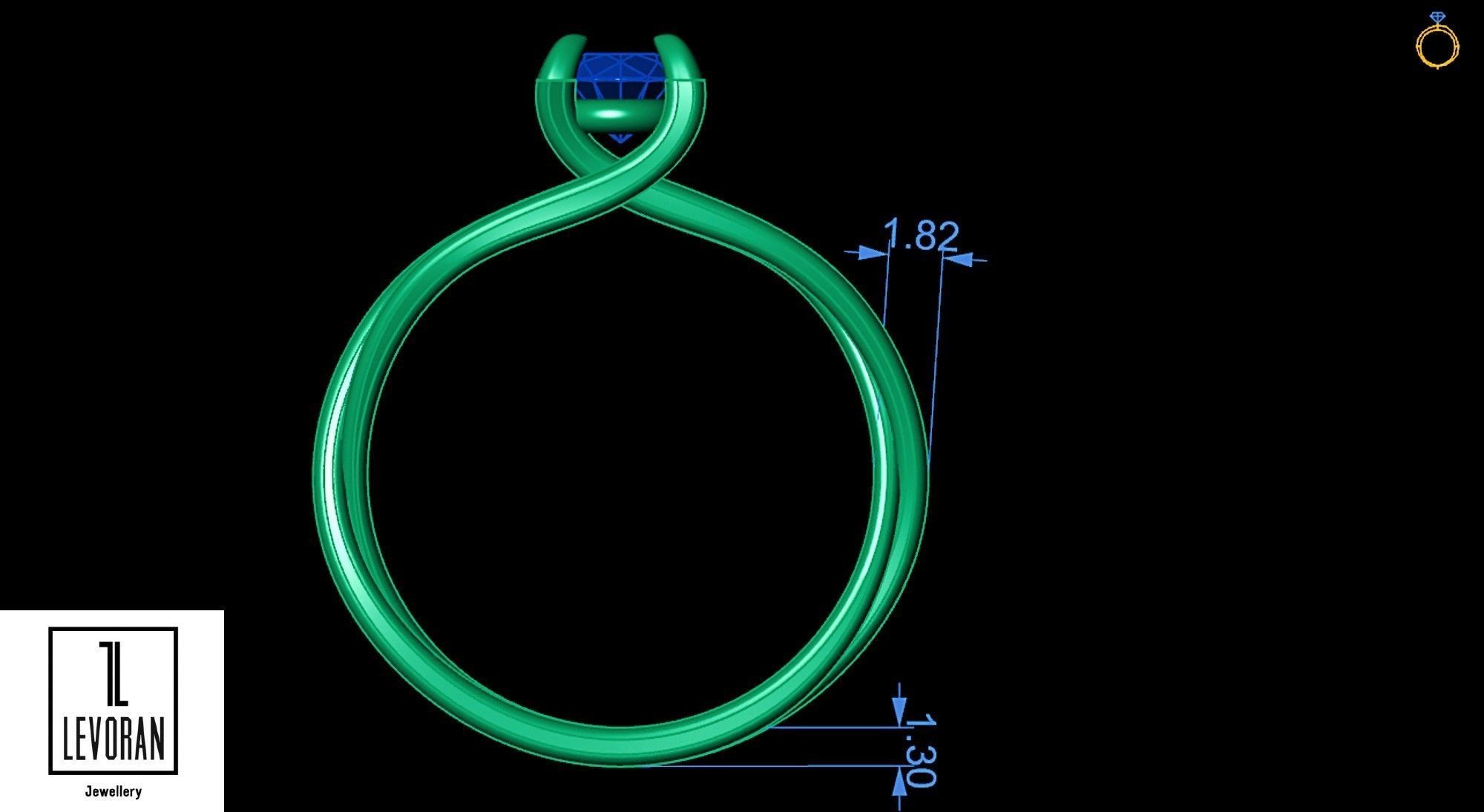 Stylish solitaire ring stl file 3D print model_4