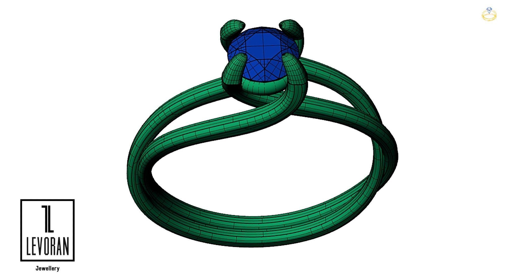 Stylish solitaire ring stl file 3D print model_5