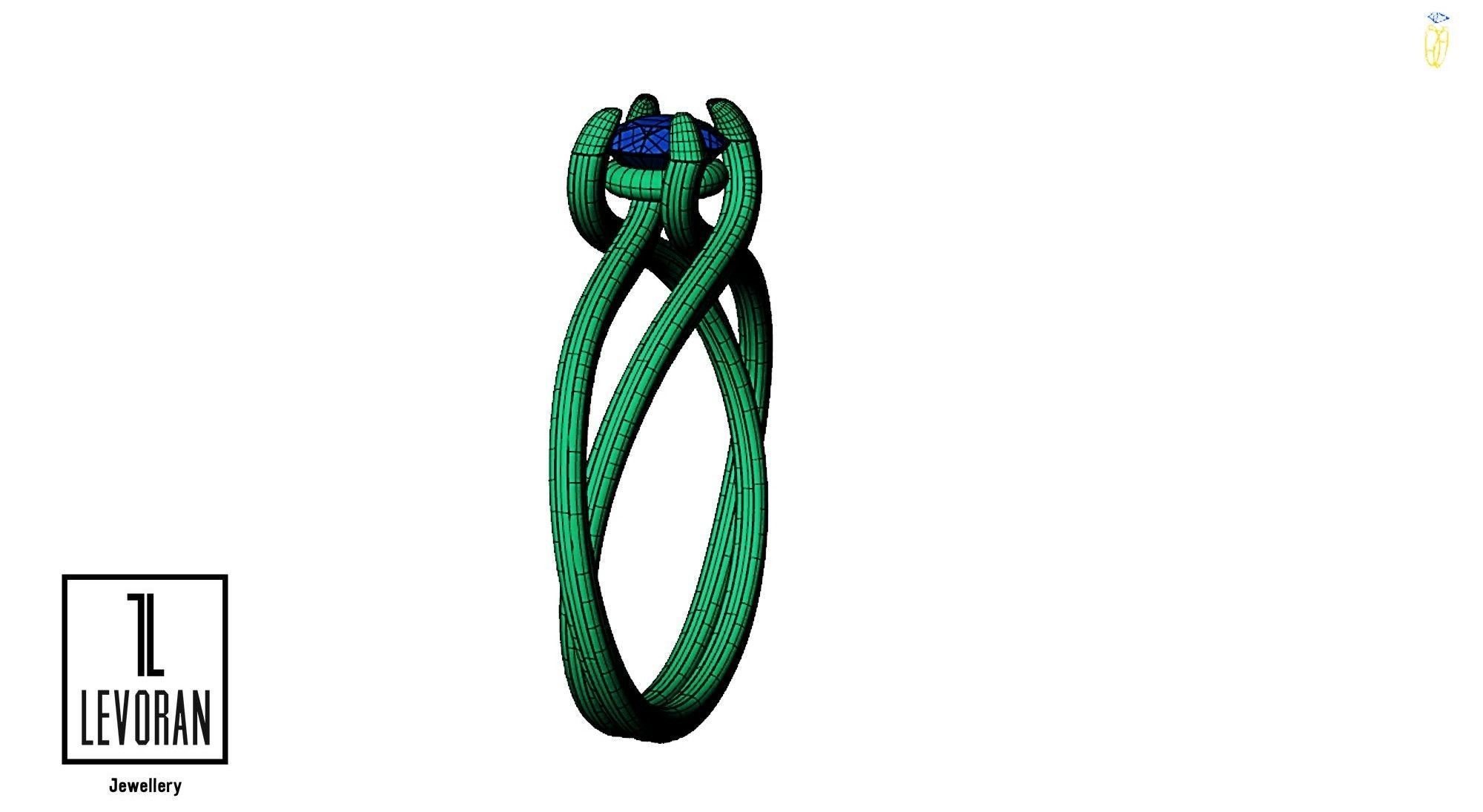 Stylish solitaire ring stl file 3D print model_14
