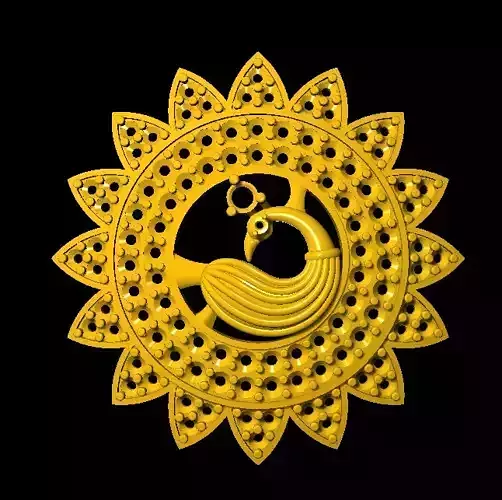 Sidepiece golden bird in shape of sun