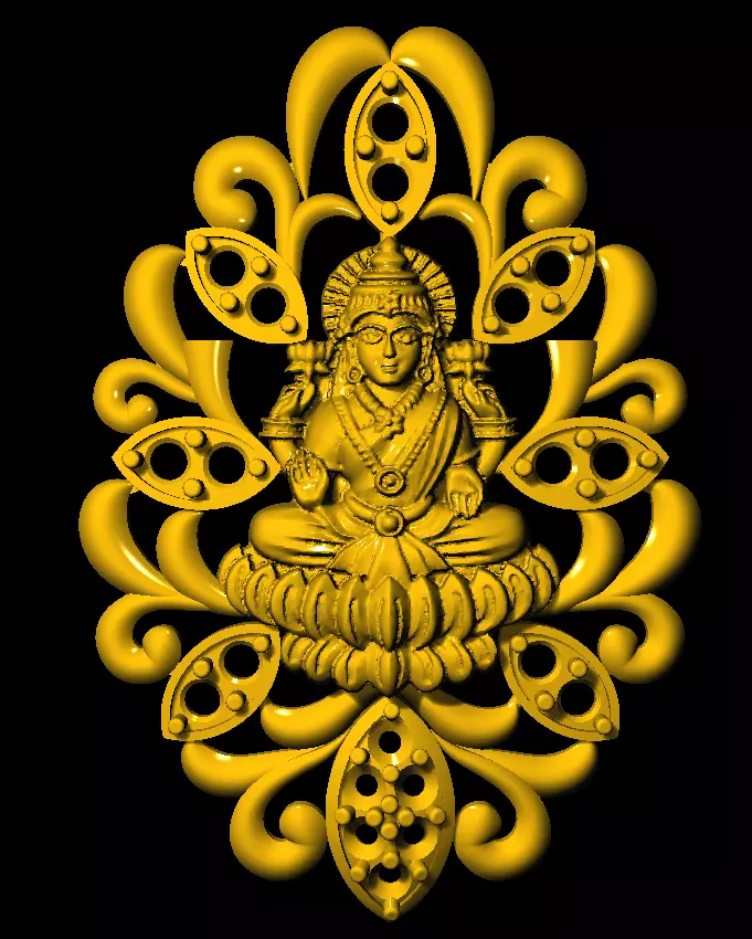 Sidepiece ornate gold statue of lord ganesha 3D print model_0