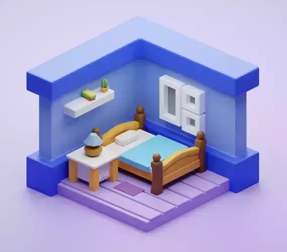 low poly isometric room 