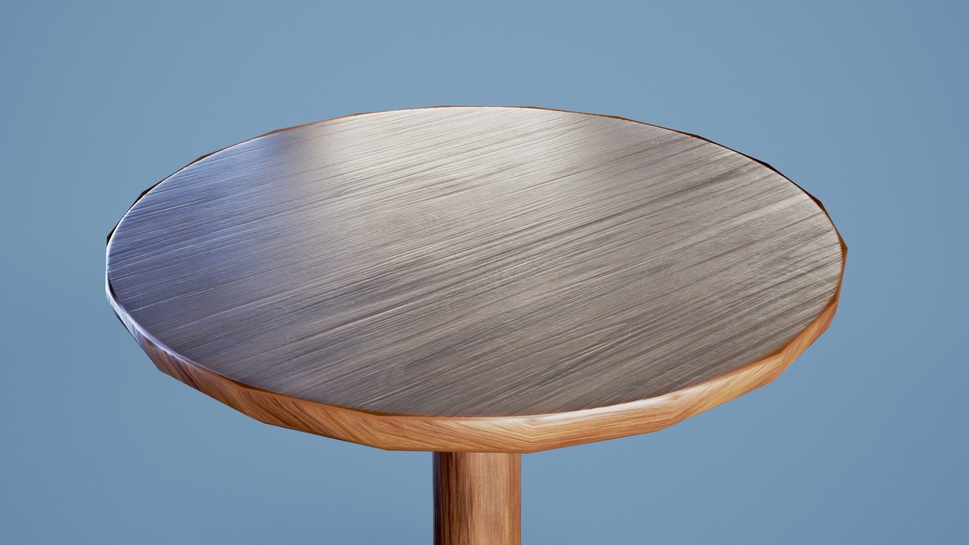 Rounded Table 001 - Dark Wood Low-poly 3D model_1