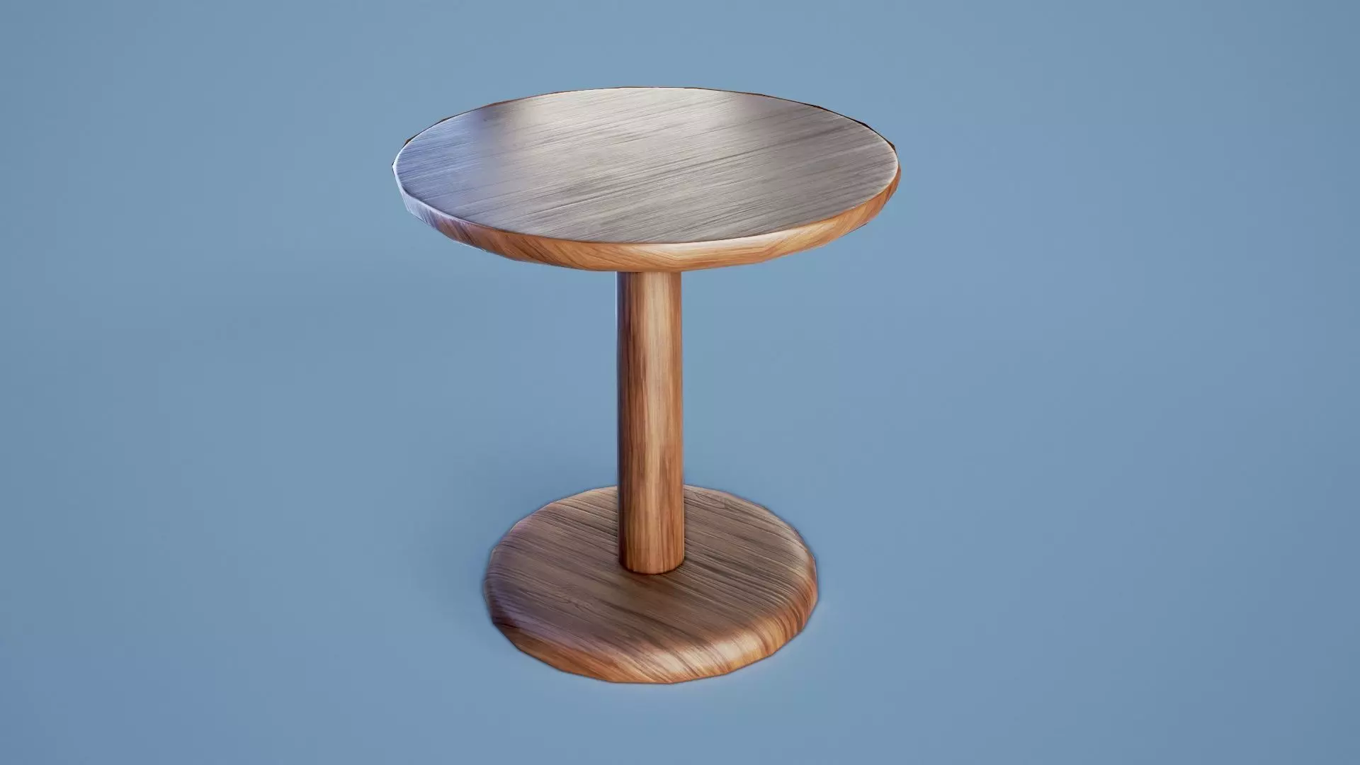 Rounded Table 001 - Dark Wood Low-poly 3D model_0