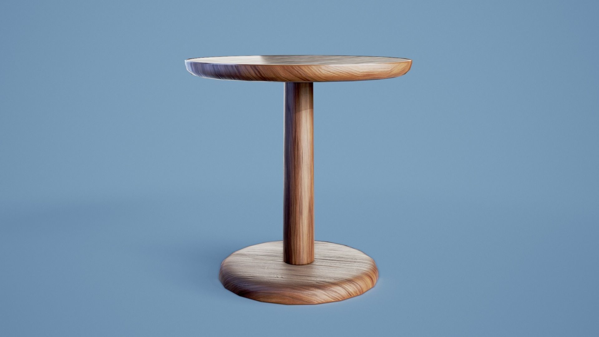 Rounded Table 001 - Dark Wood Low-poly 3D model_4