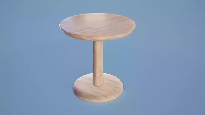 Rounded Table 001 - Light Wood Low-poly 3D model