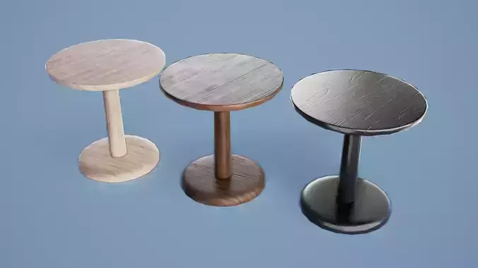 Rounded Table 001 - Wood