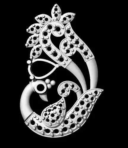 Sidepiece silver peacock brooch with diamonds