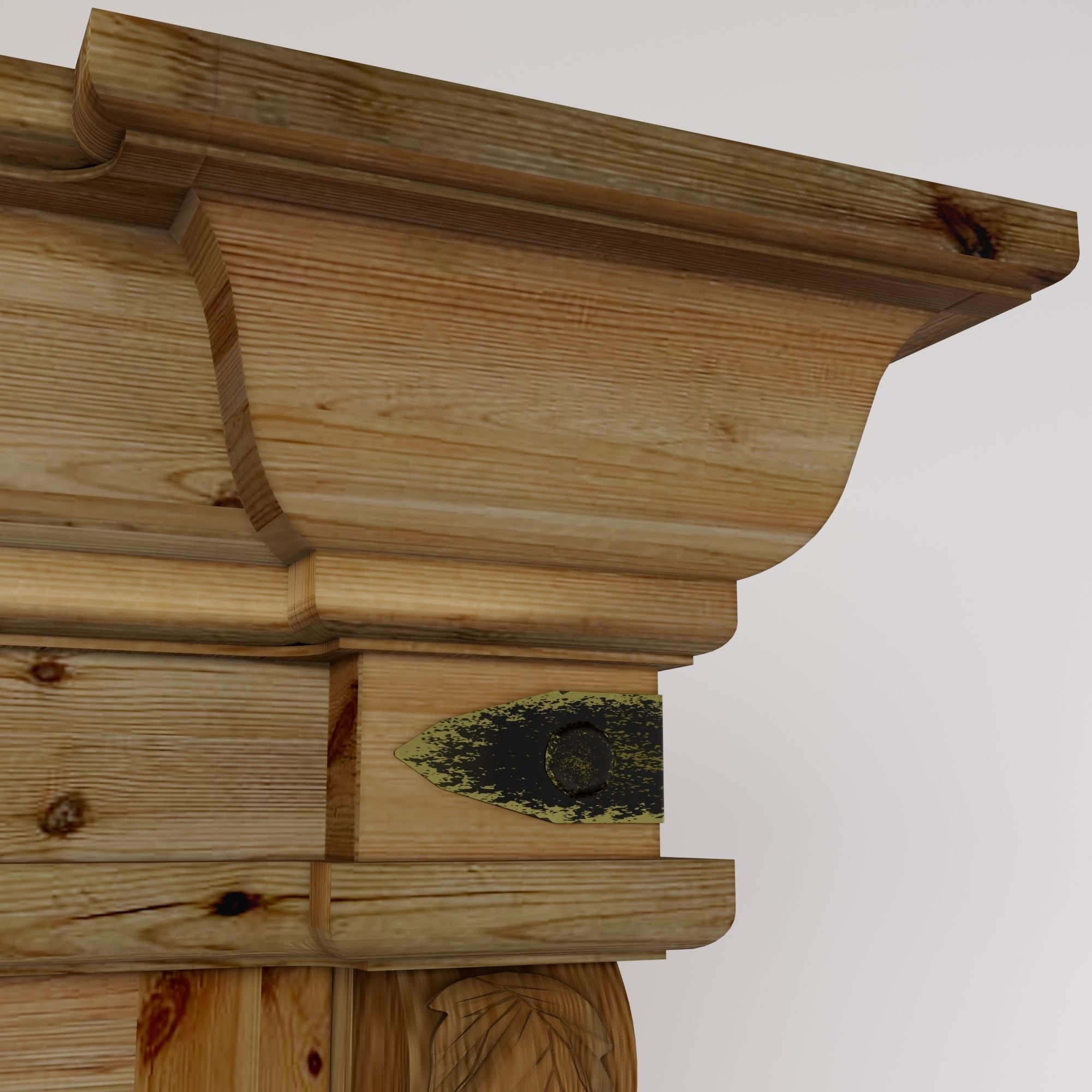 Viking buffet made of solid pine 3D model_2