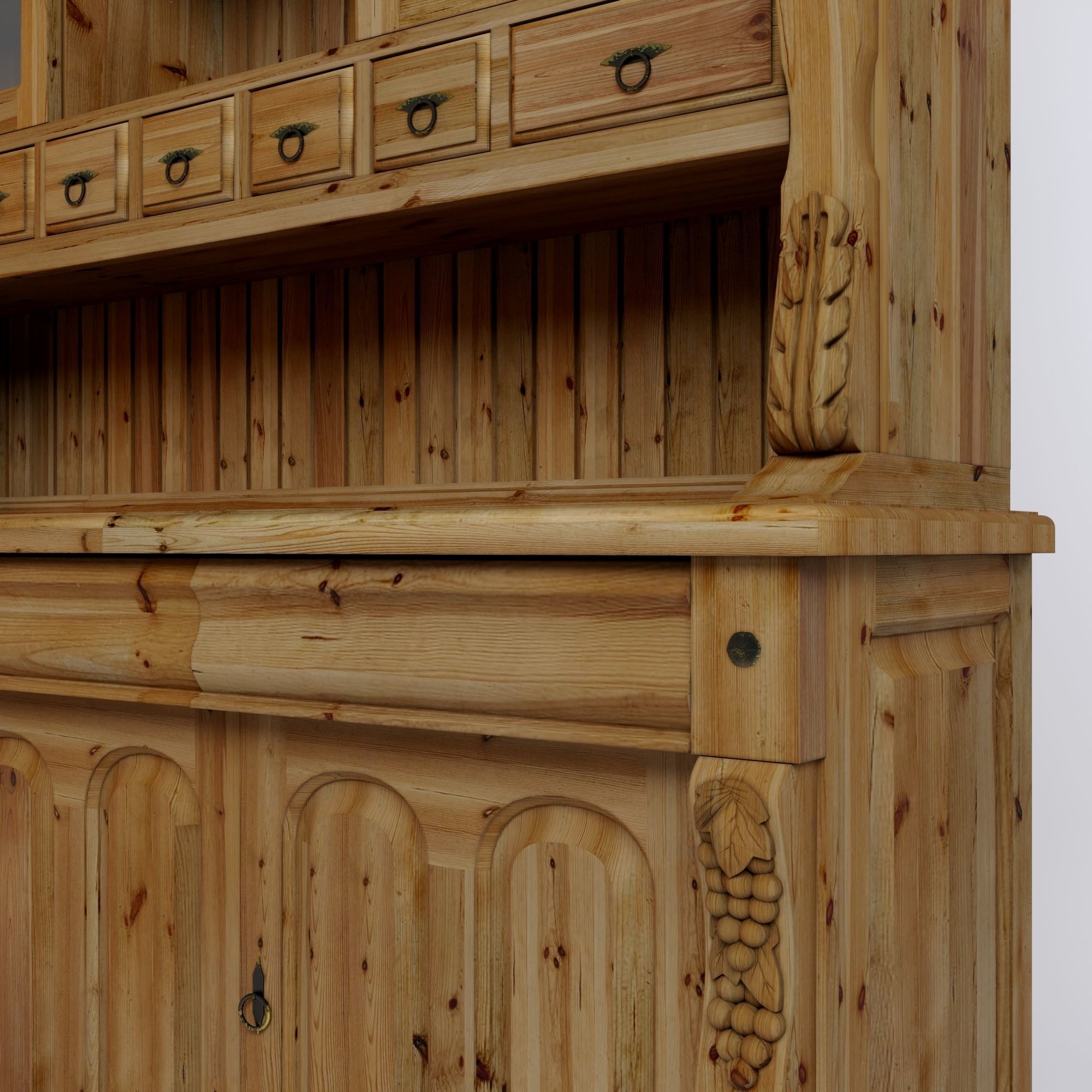 Viking buffet made of solid pine 3D model_4