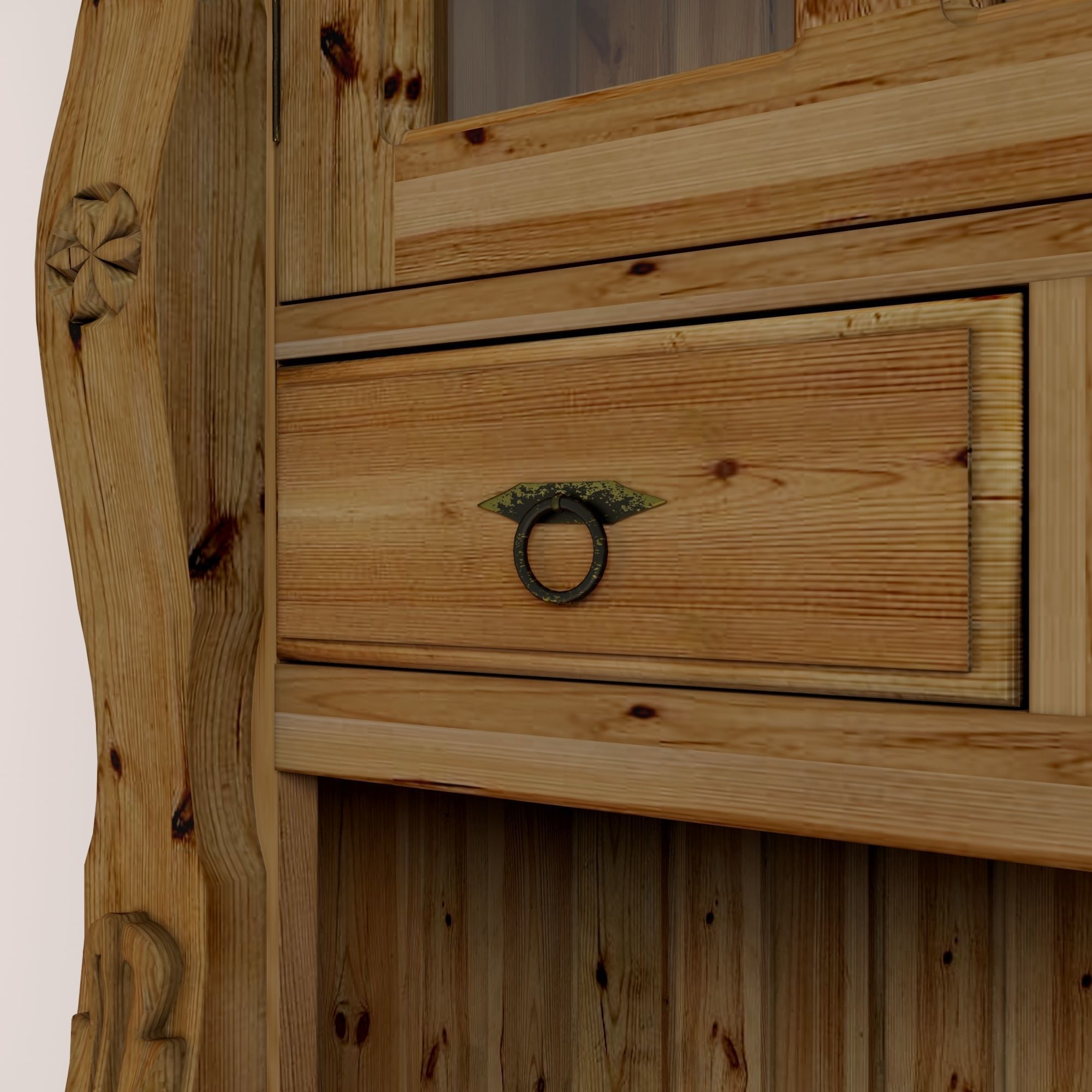 Viking buffet made of solid pine 3D model_3