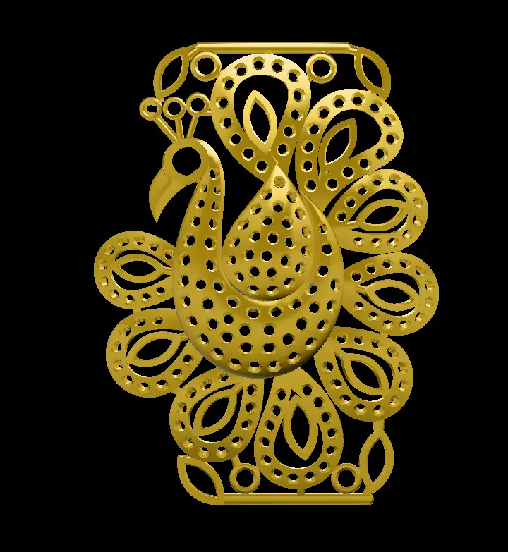 Sidepiece gold peacock 3D print model_0