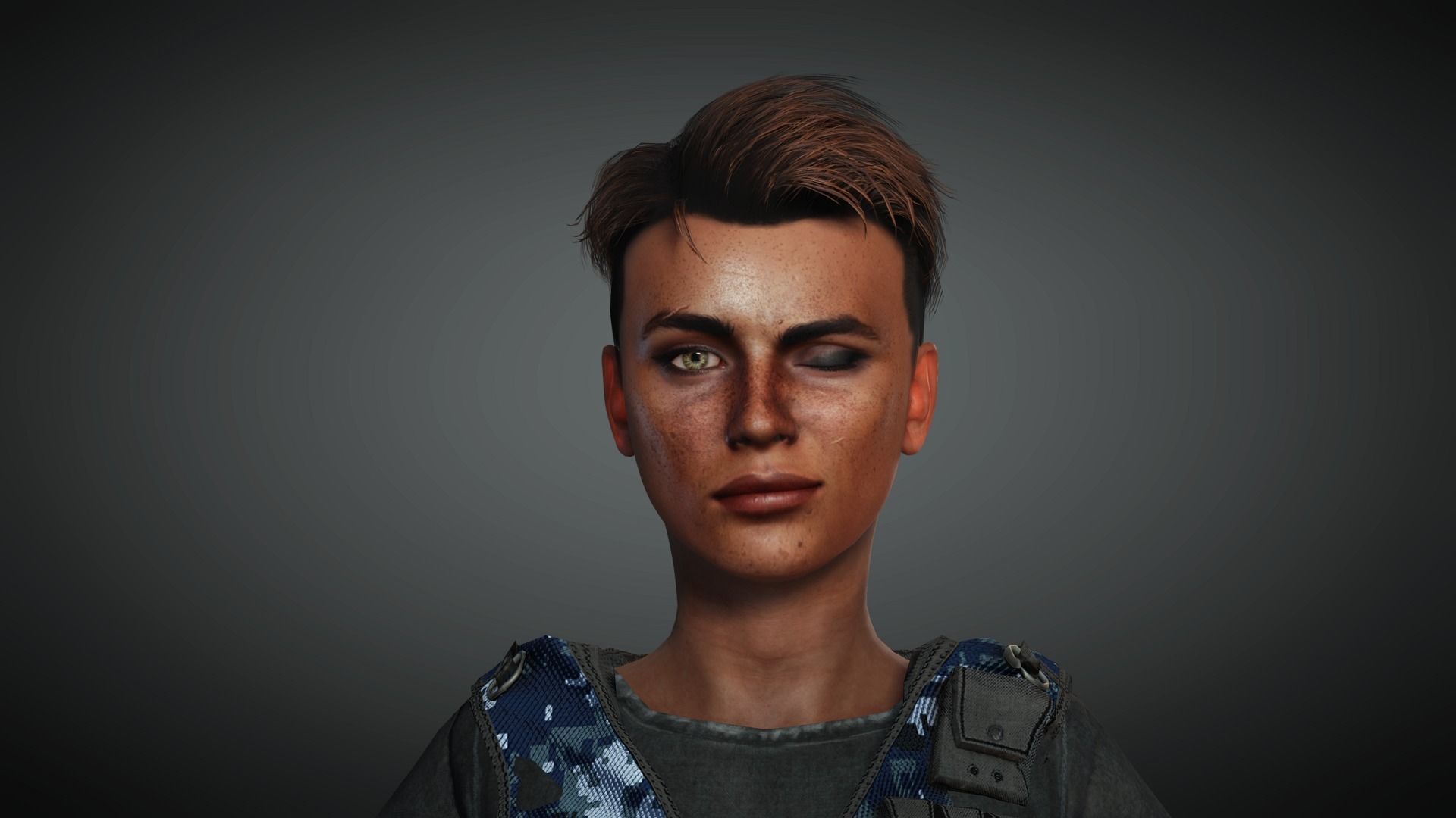 AAA Military Female Character 03 Low-poly 3D model_34