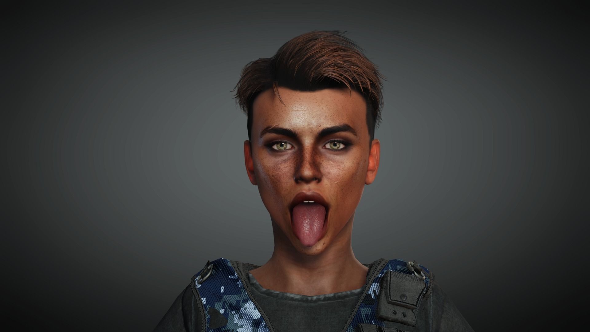 AAA Military Female Character 03 Low-poly 3D model_35