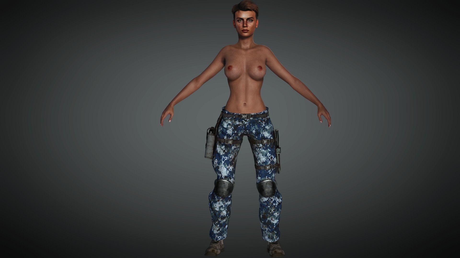 AAA Military Female Character 03 Low-poly 3D model_16
