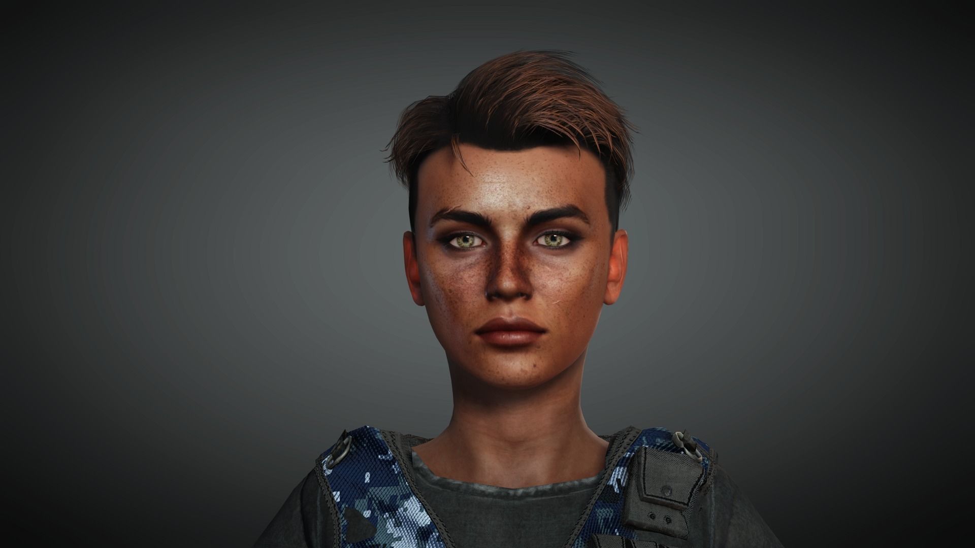 AAA Military Female Character 03 Low-poly 3D model_29