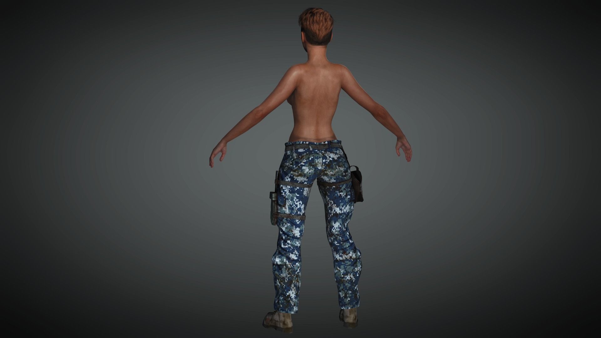 AAA Military Female Character 03 Low-poly 3D model_27