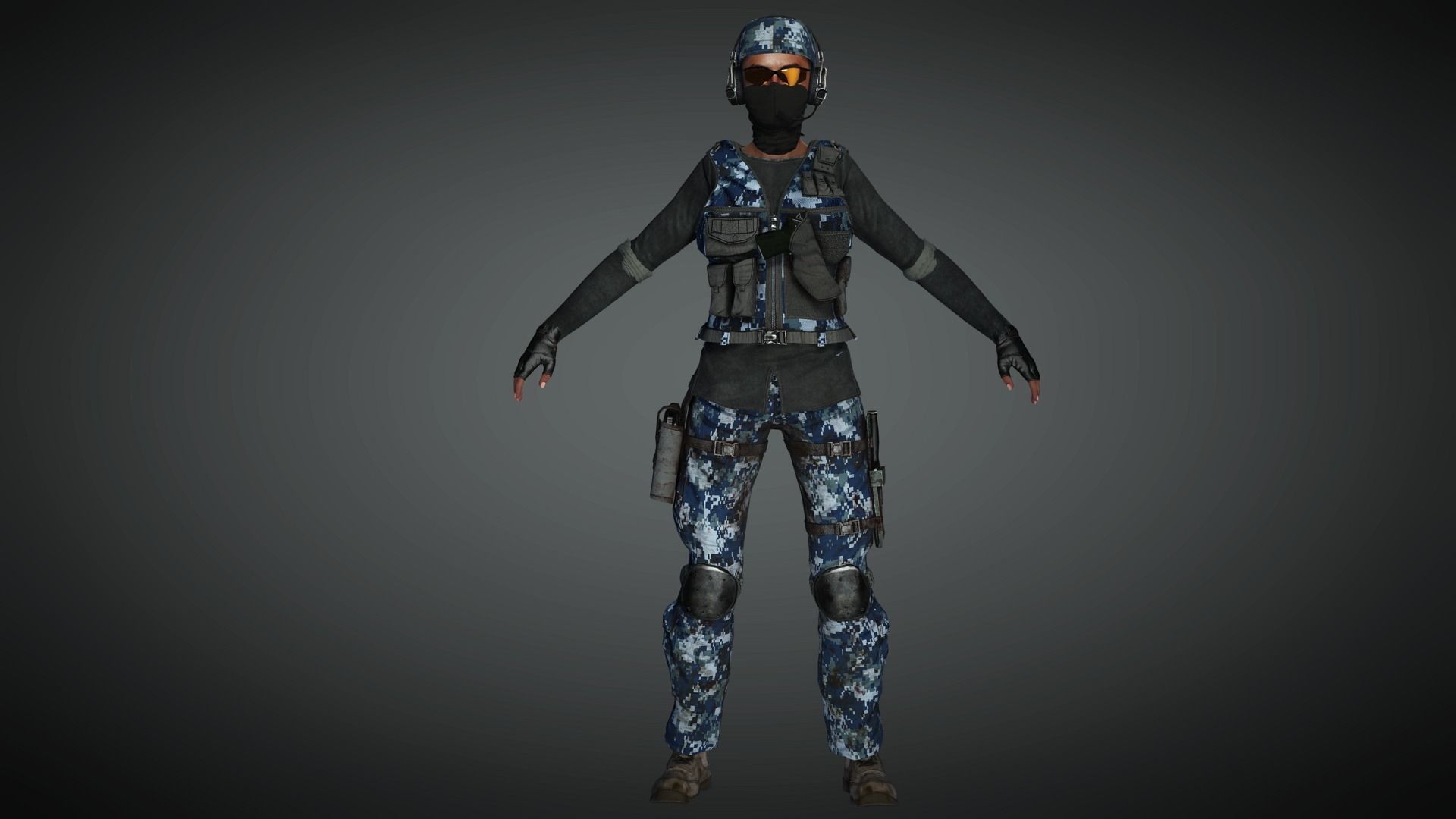 AAA Military Female Character 03 Low-poly 3D model_5