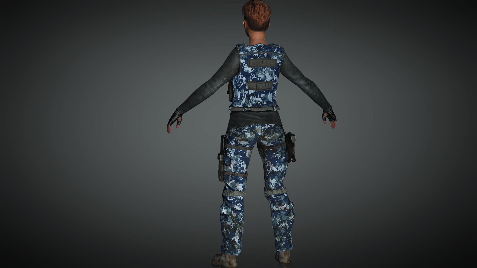 AAA Military Female Character 03 Low-poly 3D model_23