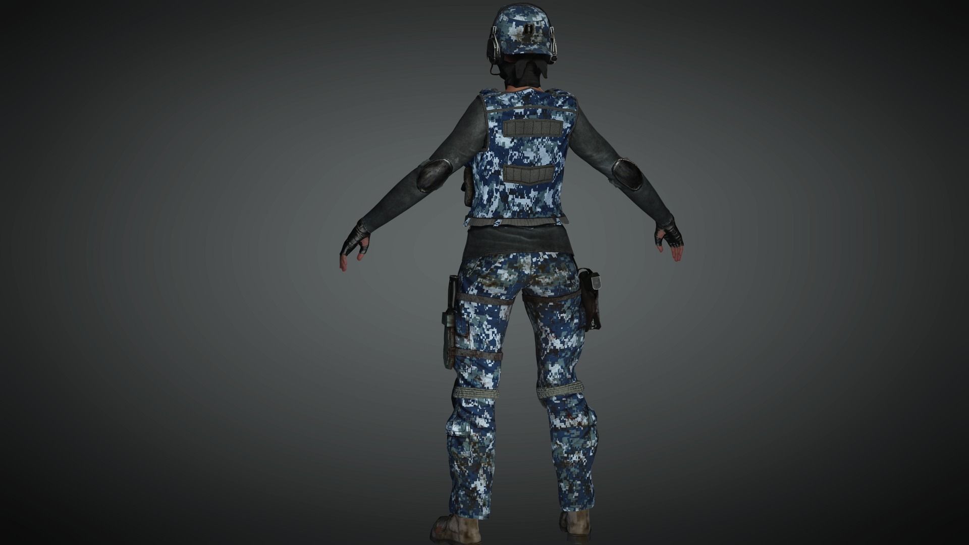 AAA Military Female Character 03 Low-poly 3D model_19