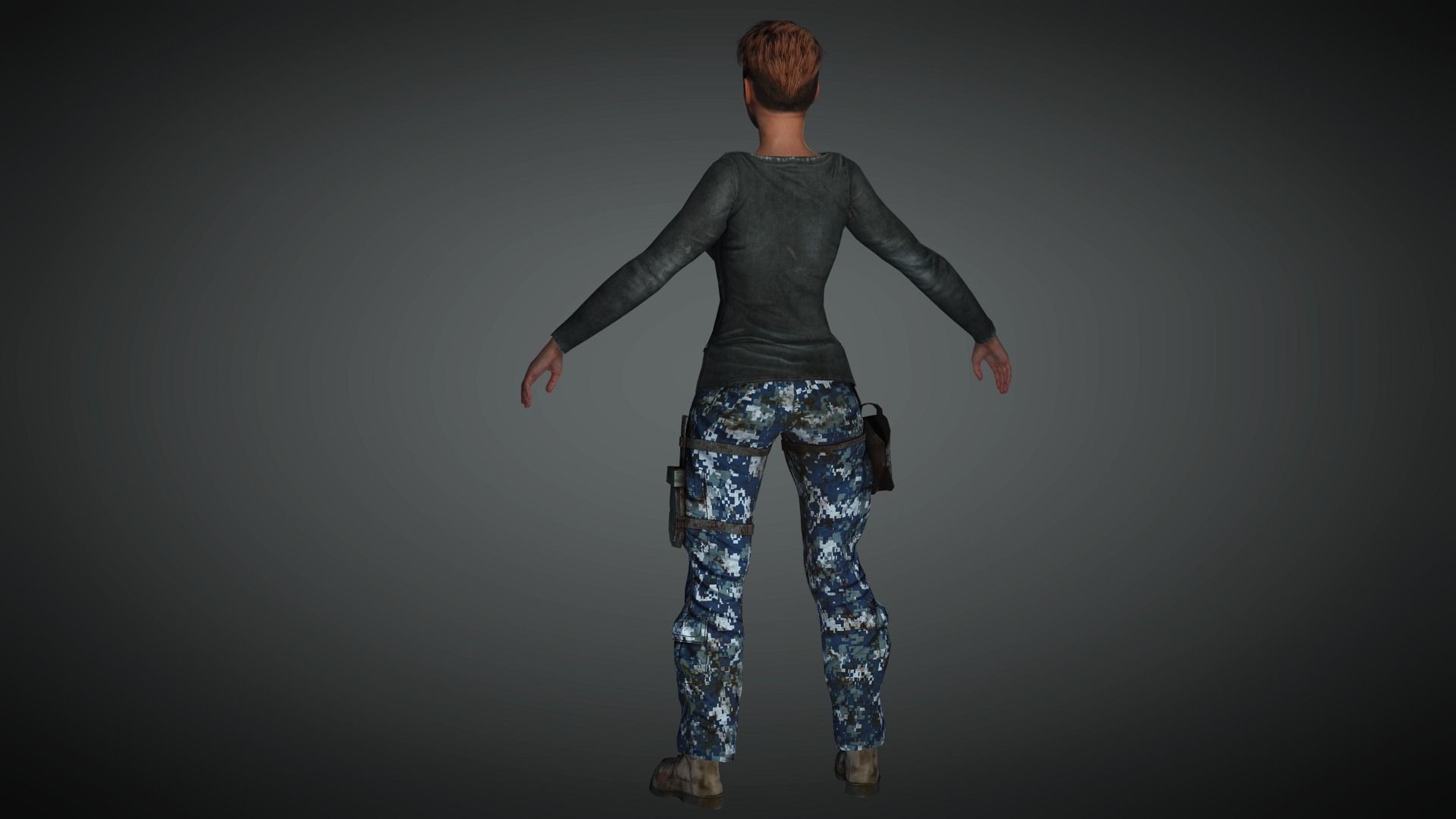 AAA Military Female Character 03 Low-poly 3D model_25