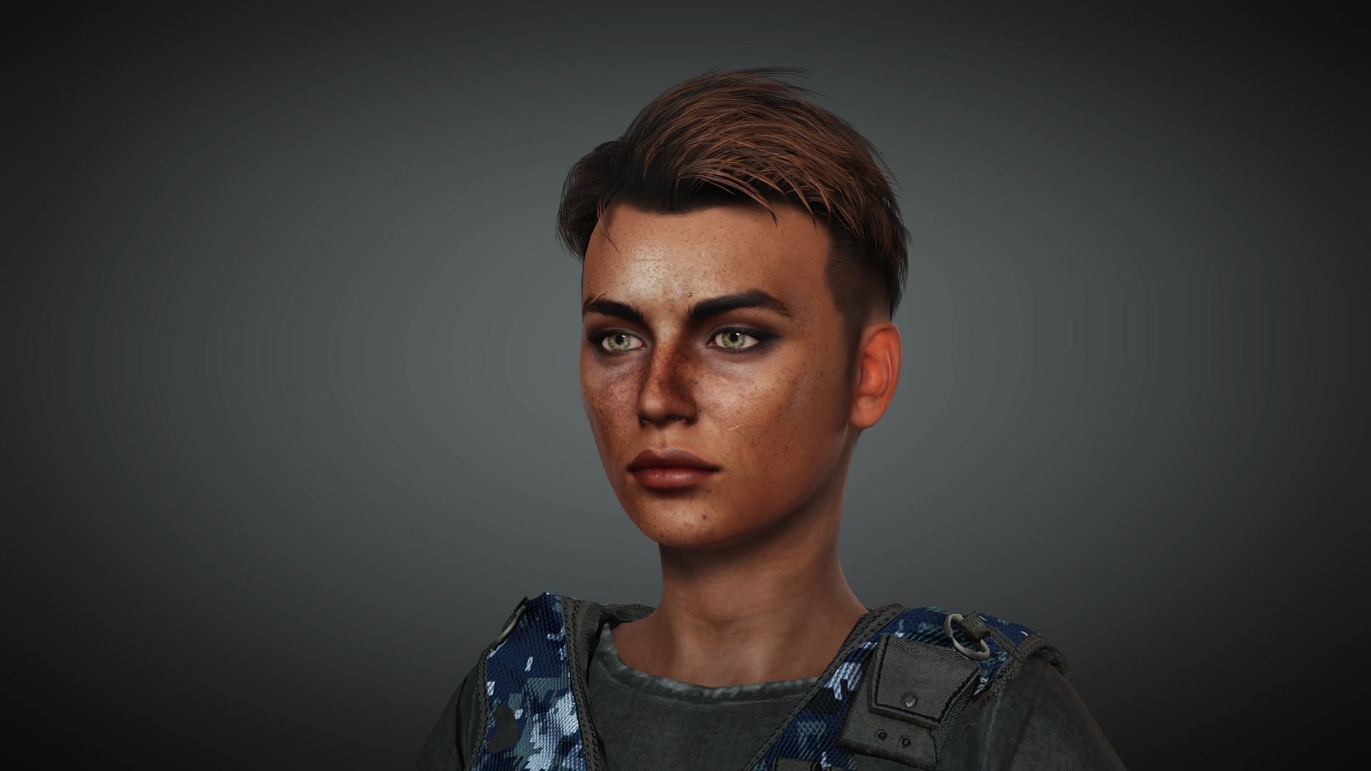 AAA Military Female Character 03 Low-poly 3D model_37