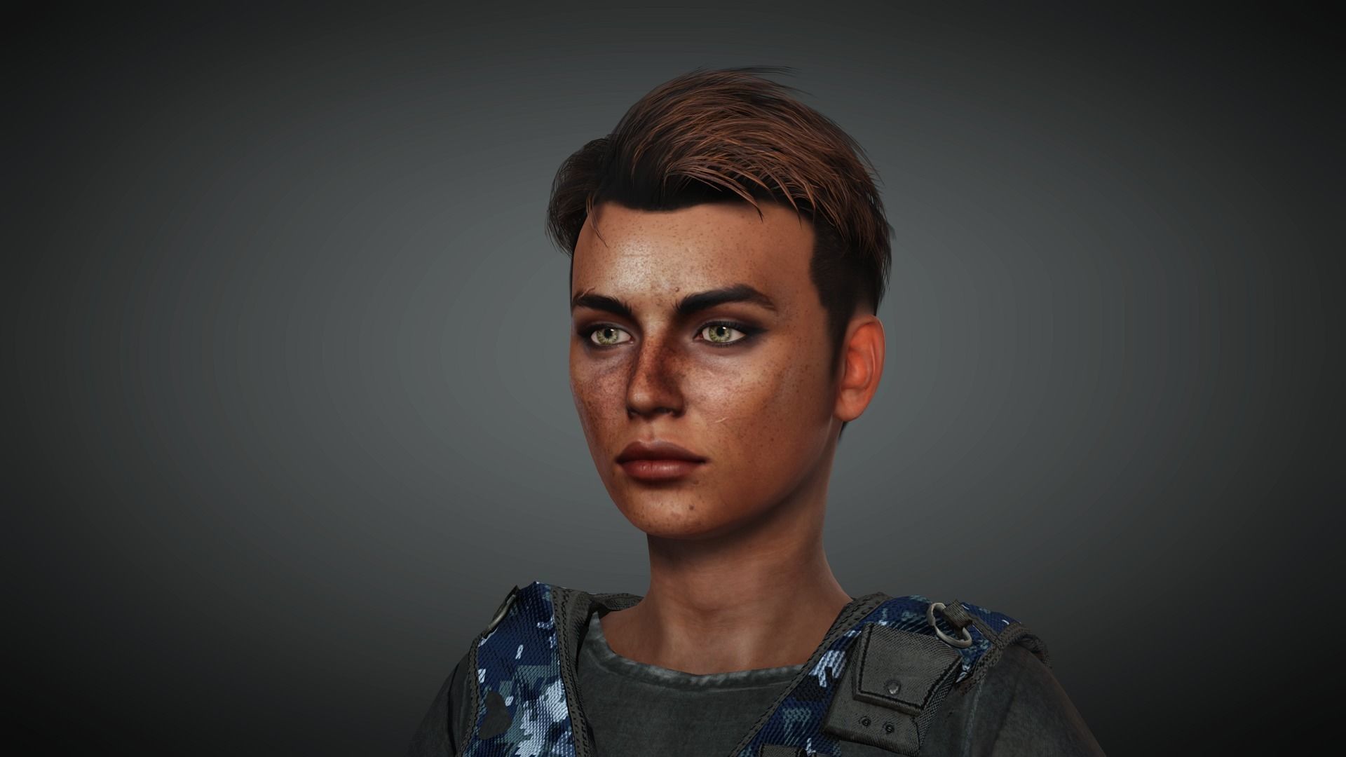 AAA Military Female Character 03 Low-poly 3D model_36