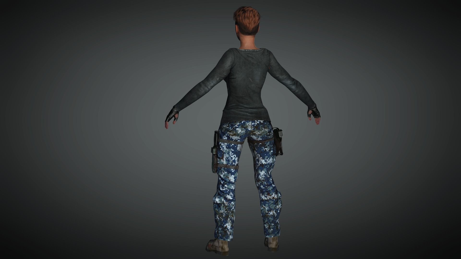 AAA Military Female Character 03 Low-poly 3D model_24