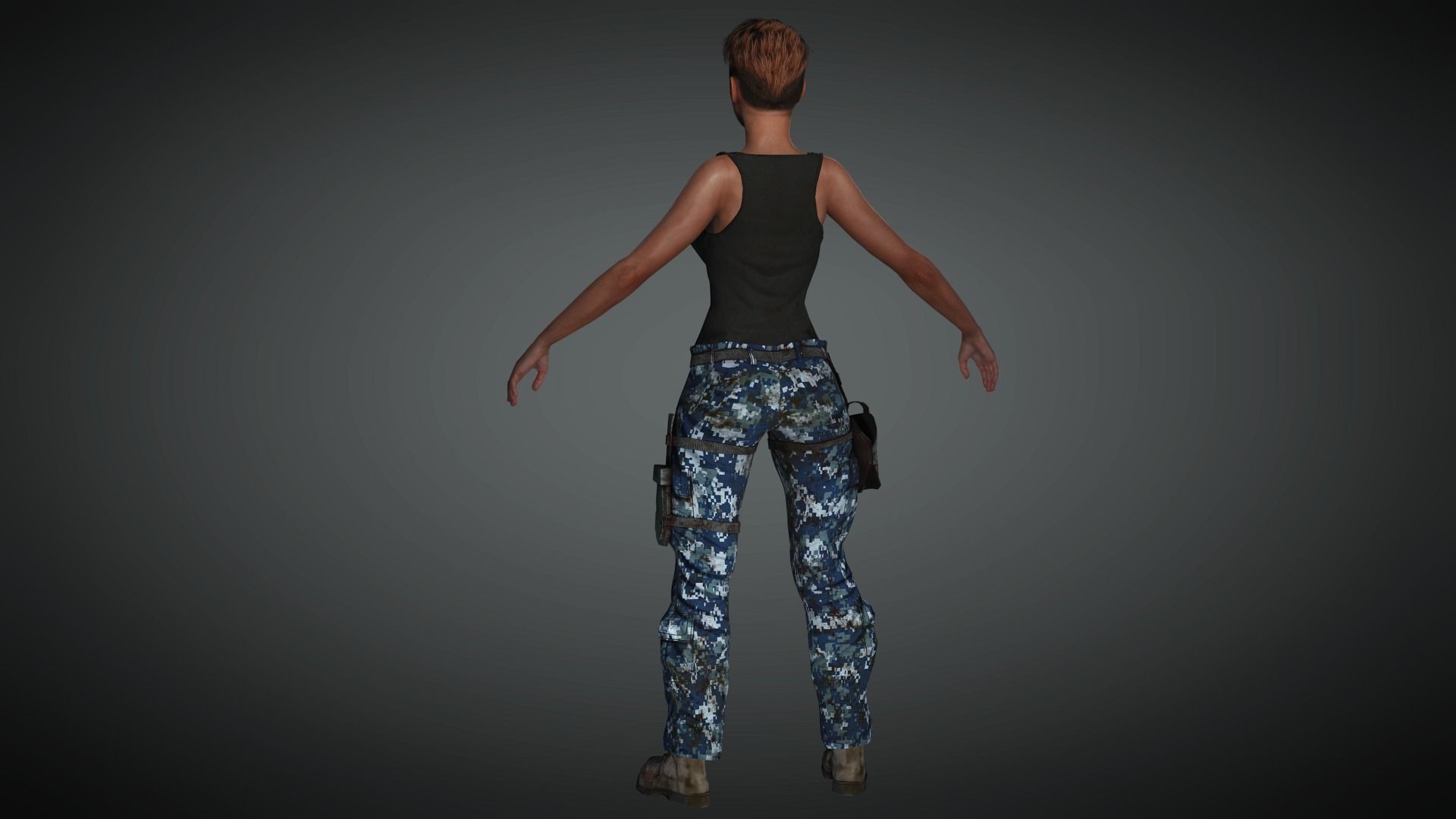 AAA Military Female Character 03 Low-poly 3D model_26