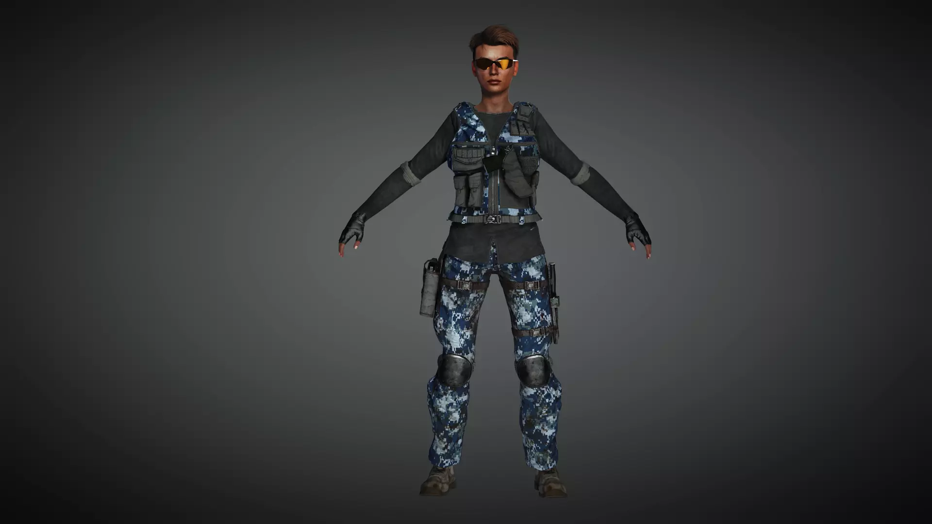 AAA Military Female Character 03 Low-poly 3D model_0