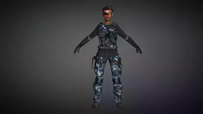 AAA Military Female Character 03 Low-poly 3D model AAA Military Female Character 03 Low-poly 3D model