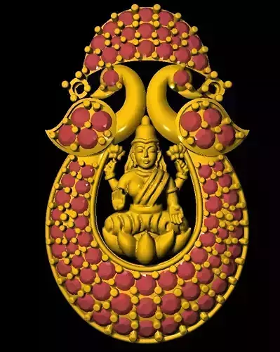 Sidepiece indian pendant with gold design 3D print model