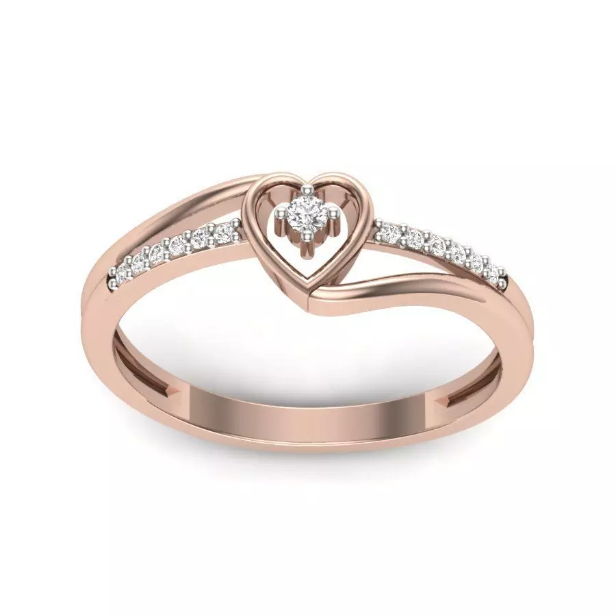 Solitaire Engagement Women Heart Ring 3D print model