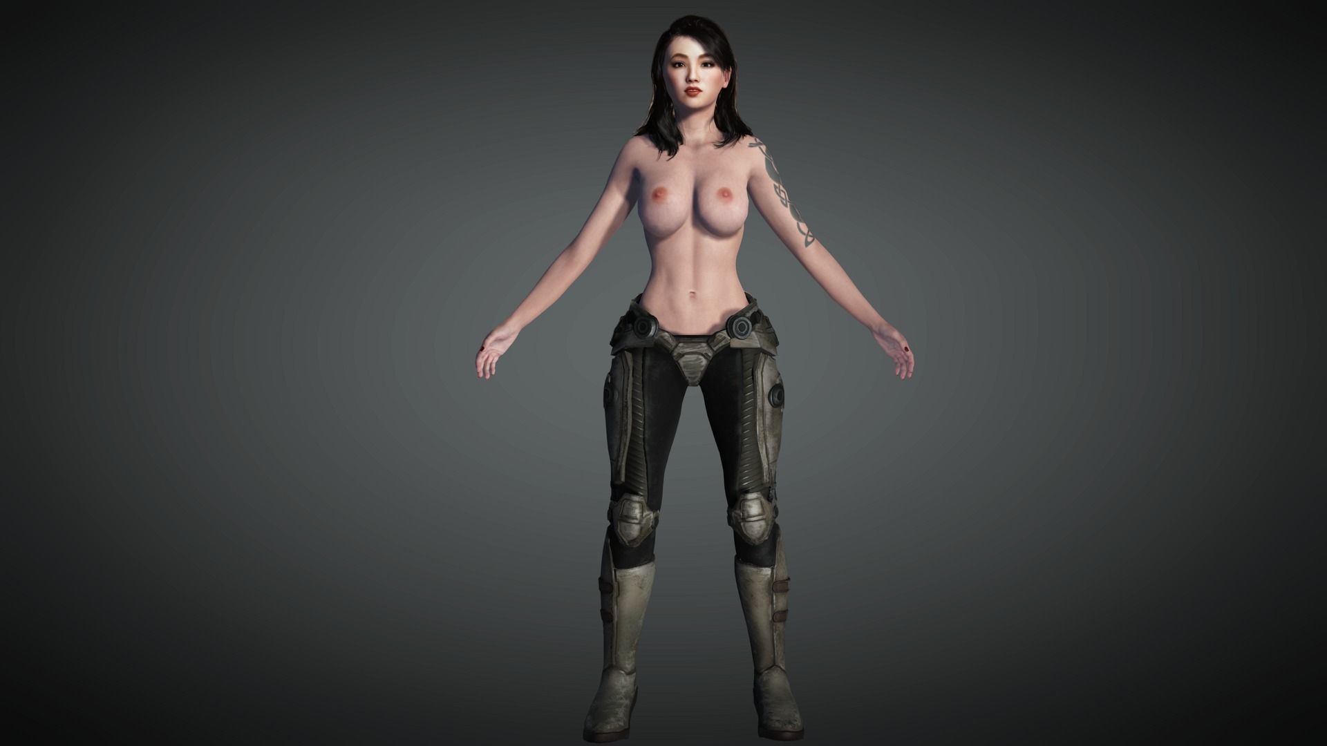 AAA Military Female Character 04 Low-poly 3D model_9
