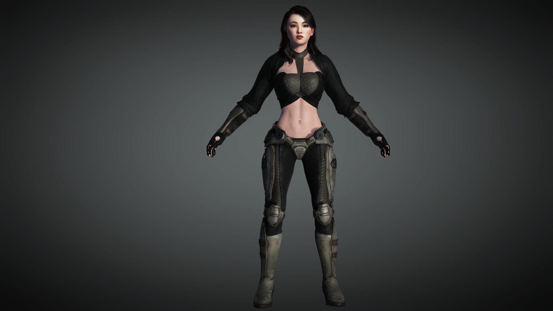AAA Military Female Character 04 Low-poly 3D model_6