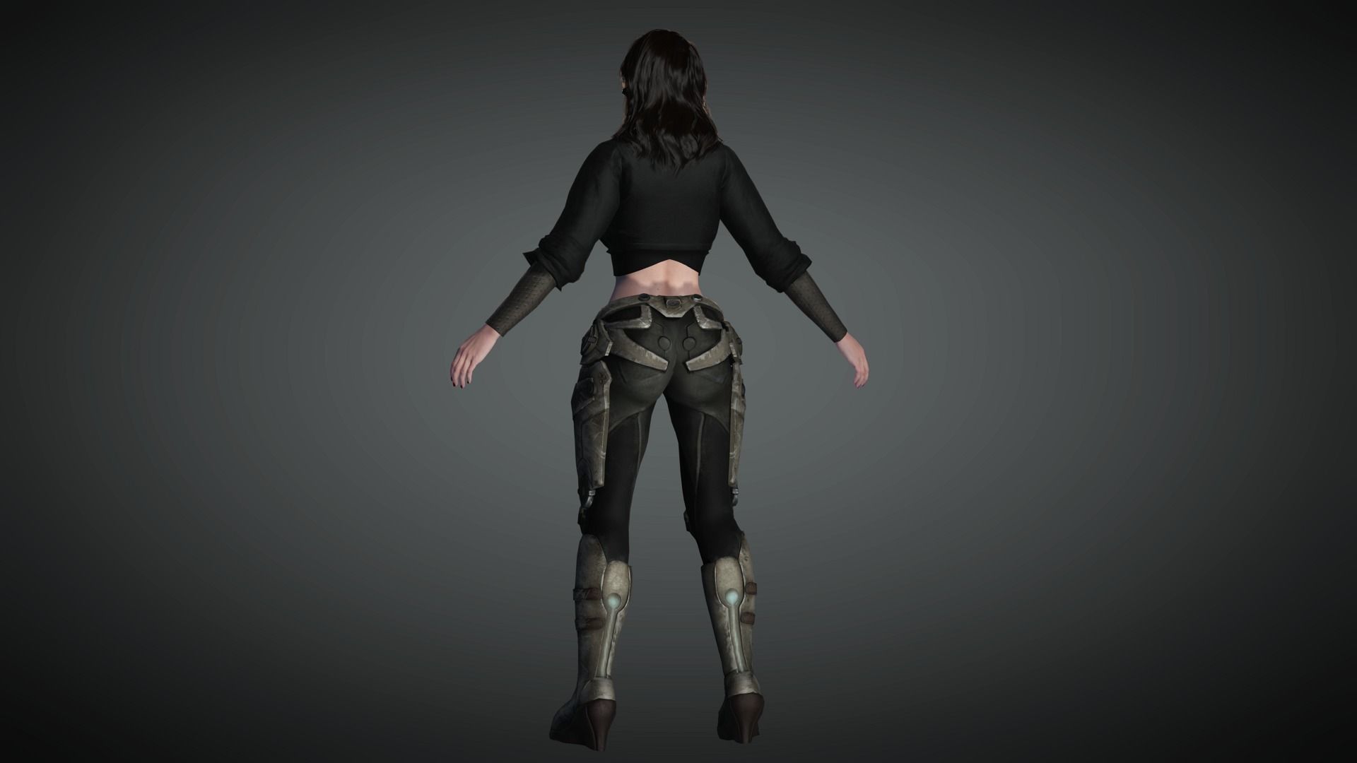 AAA Military Female Character 04 Low-poly 3D model_15