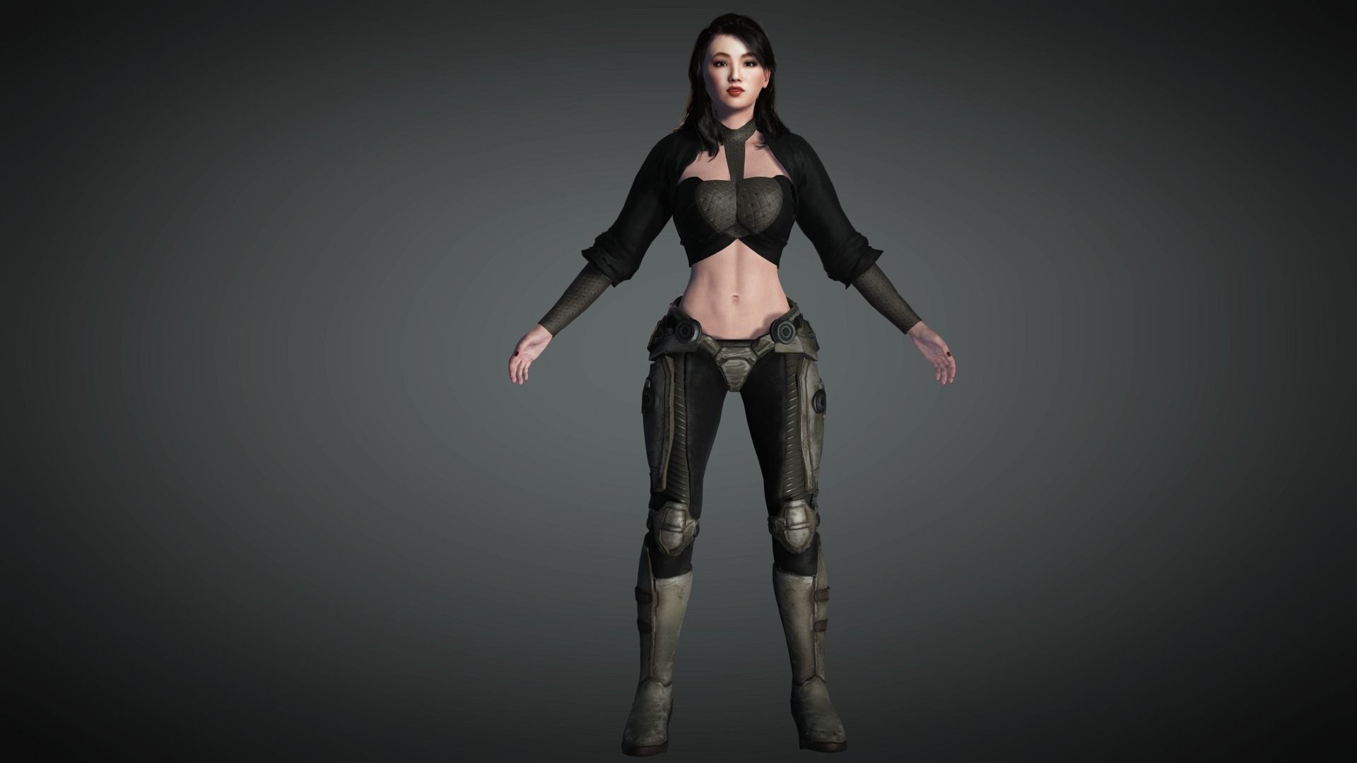 AAA Military Female Character 04 Low-poly 3D model_7