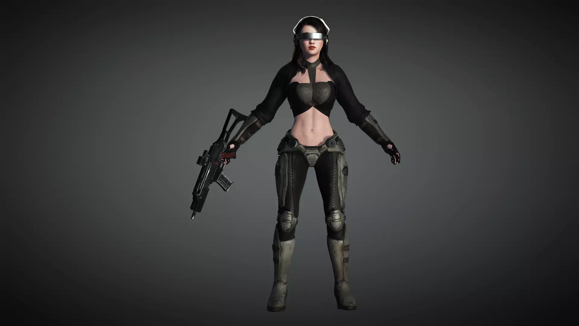 AAA Military Female Character 04 Low-poly 3D model_0