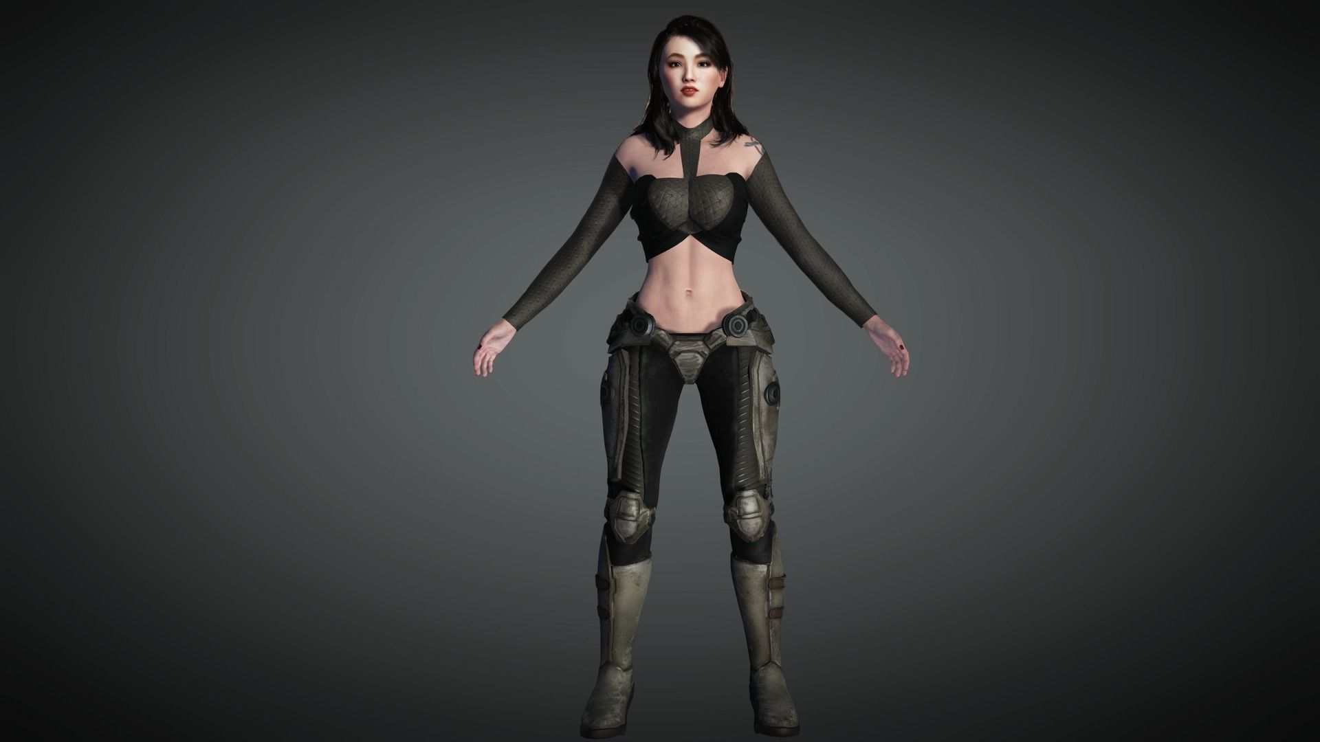 AAA Military Female Character 04 Low-poly 3D model_8