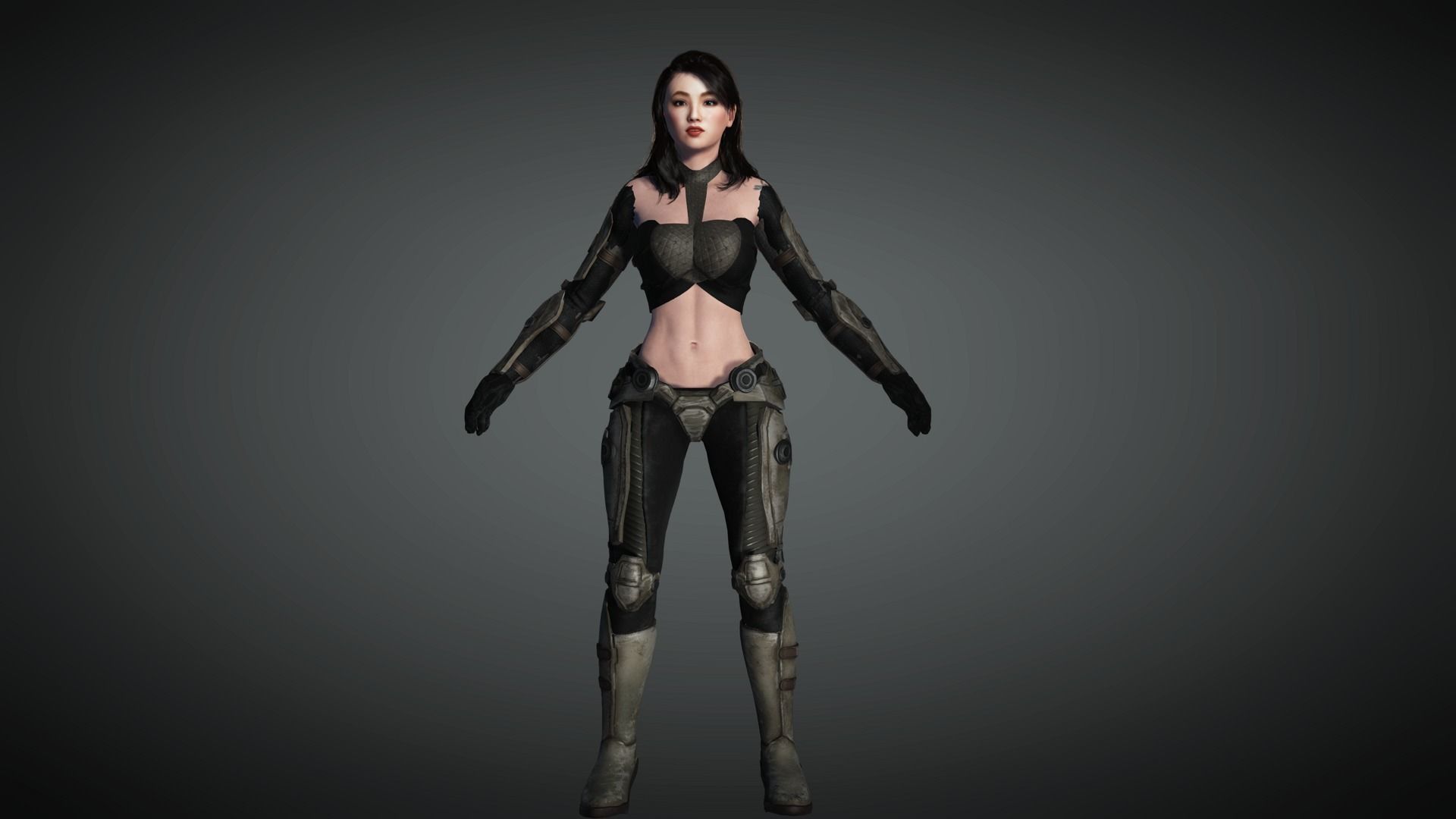 AAA Military Female Character 04 Low-poly 3D model_10
