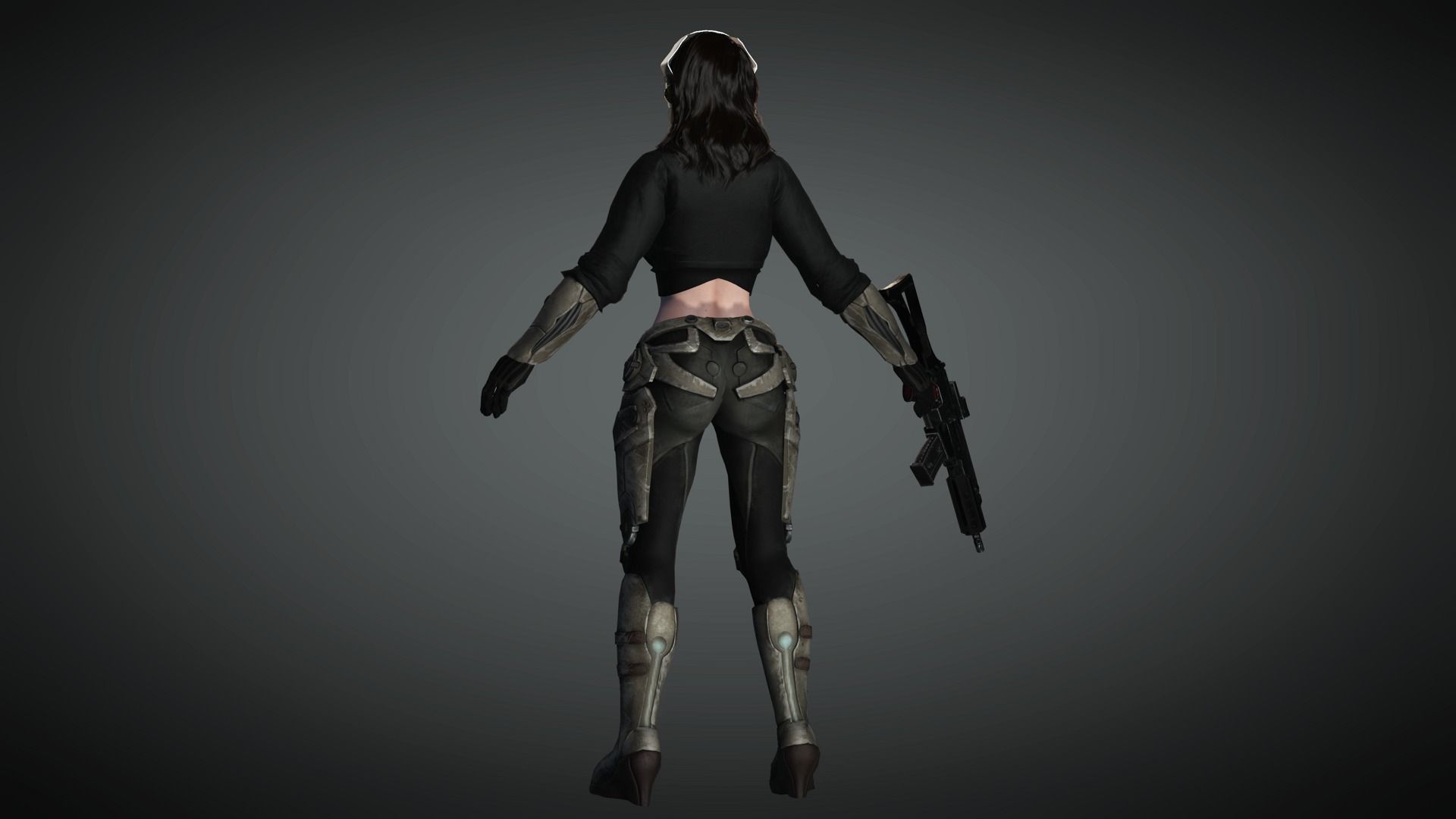 AAA Military Female Character 04 Low-poly 3D model_12