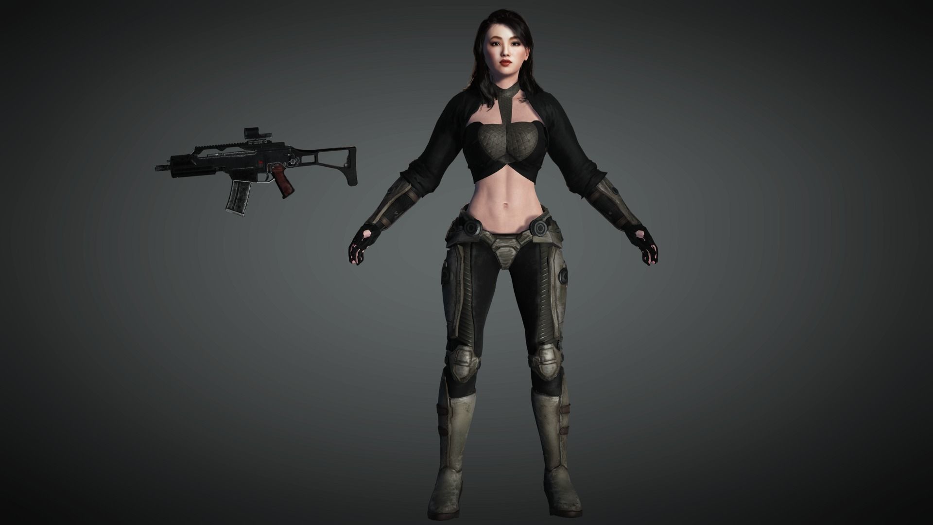 AAA Military Female Character 04 Low-poly 3D model_5