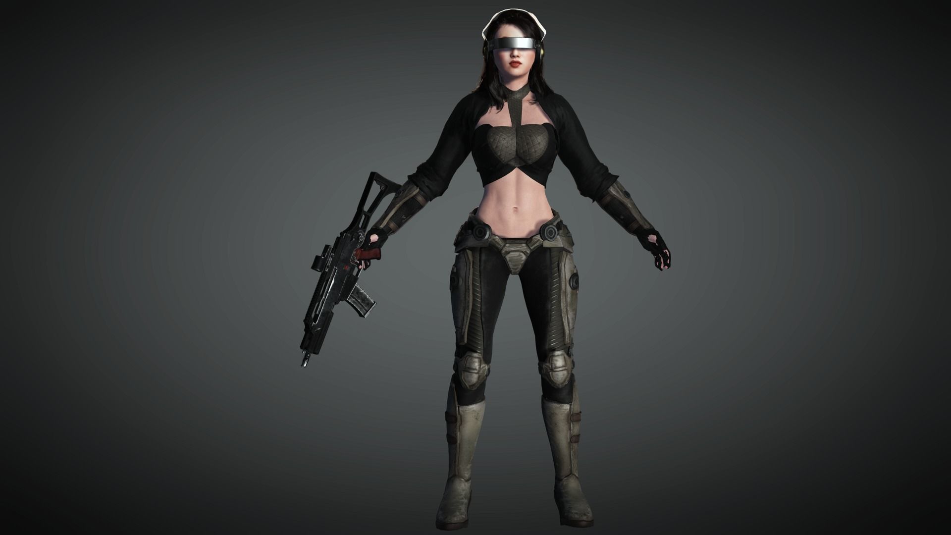 AAA Military Female Character 04 Low-poly 3D model_1