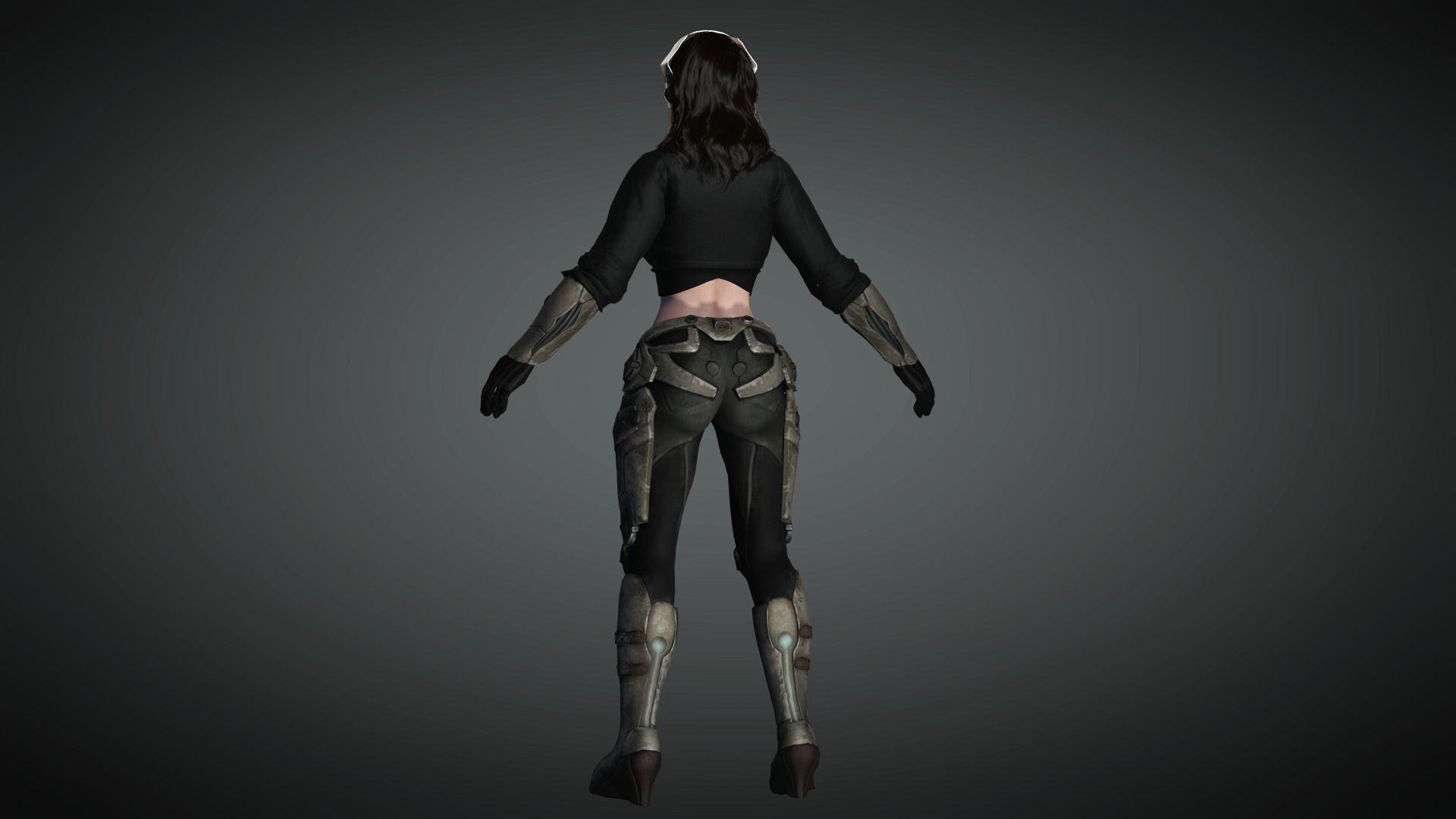 AAA Military Female Character 04 Low-poly 3D model_13