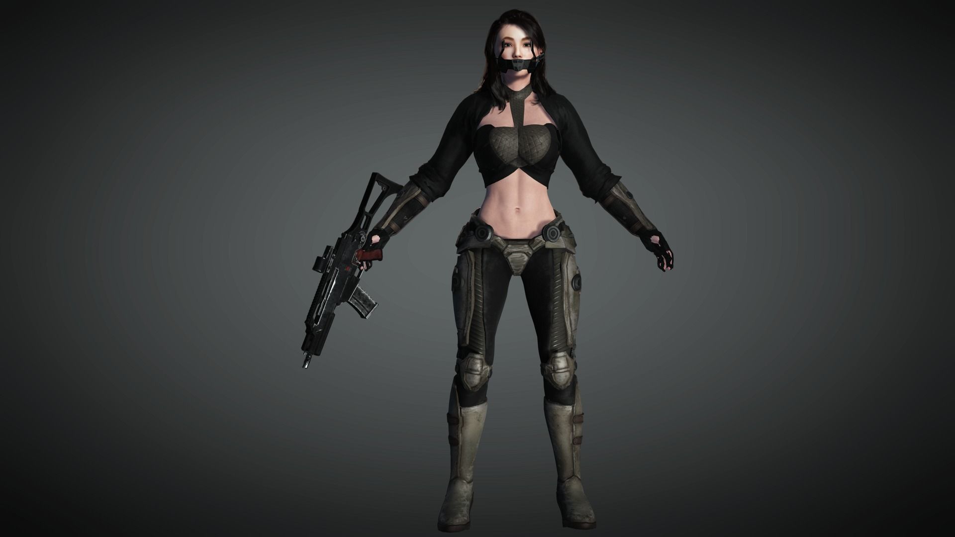 AAA Military Female Character 04 Low-poly 3D model_3