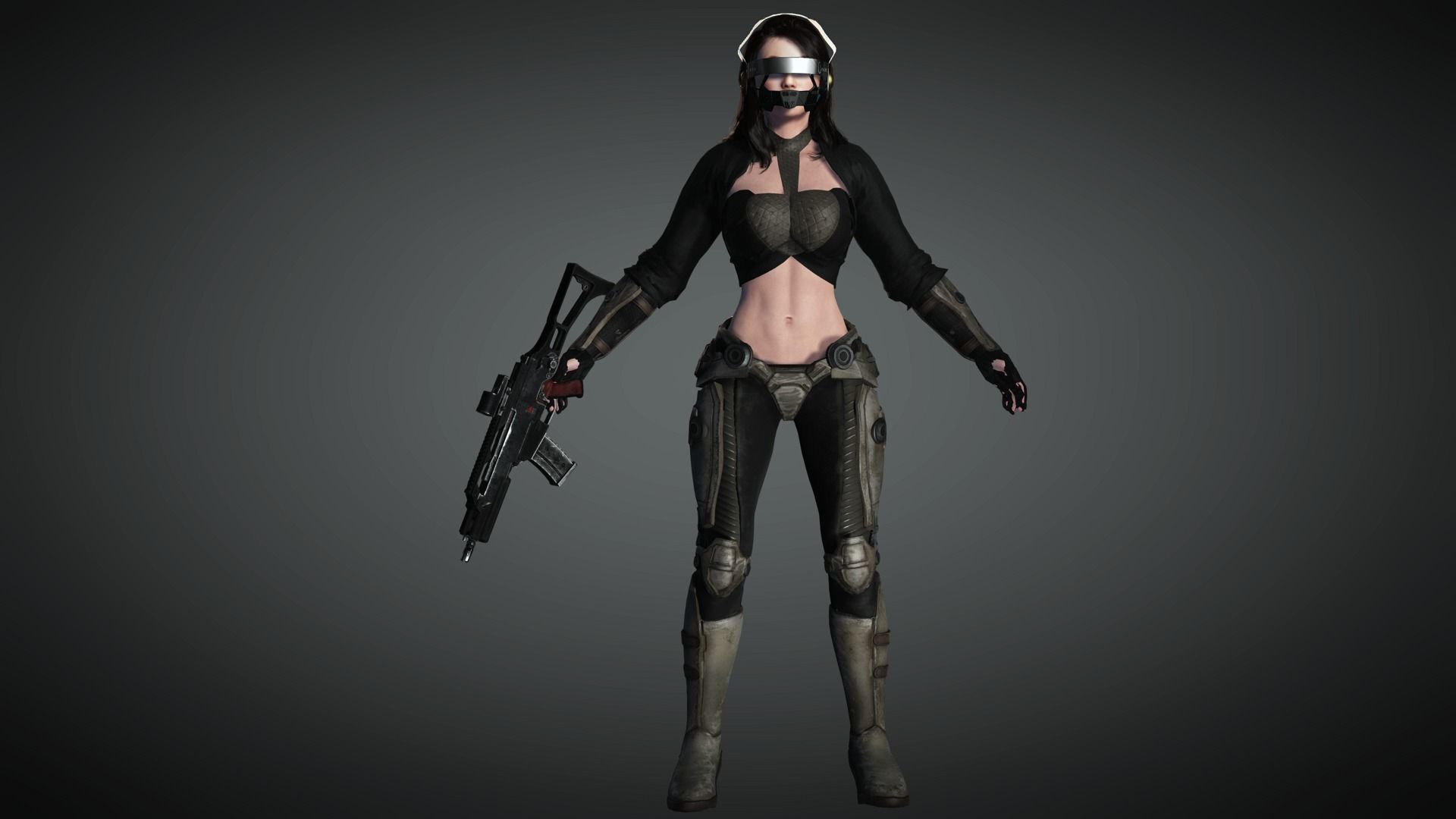 AAA Military Female Character 04 Low-poly 3D model_2