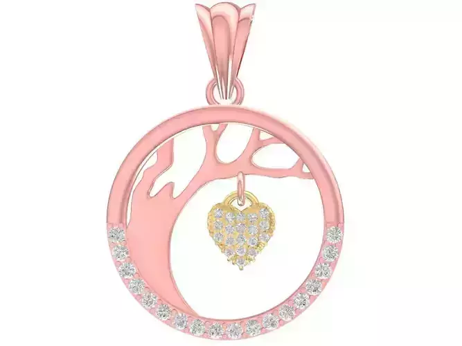 Elegant Heart Drop Circle Pendant  3071